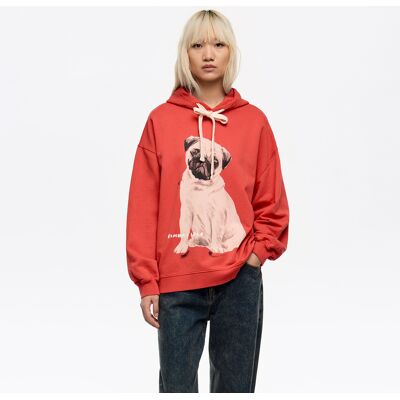BIMBA Y LOLA Red pug logo hoodie RED XS adult BIMBA Y LOLA Red pug logo hoodie RED XS adult