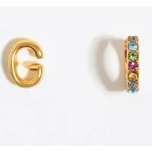 BIMBA Y LOLA Multicolor crystal mini hoop and letter G earrings GOLD UN adult