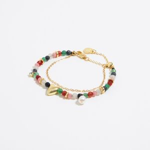 BIMBA Y LOLA Double bracelet with multicolored stones and golden chain GREEN UN adult