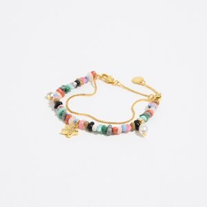 BIMBA Y LOLA Multicolor stones double-layer bracelet ANTIQUE GOLD UN adult