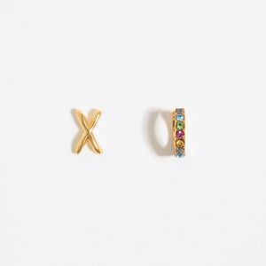 BIMBA Y LOLA Multicolor crystal mini hoop and letter X earrings GOLD UN adult
