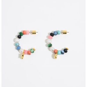 BIMBA Y LOLA Conch shell, pearls and multicolor stones hoop earrings CORAL UN adult