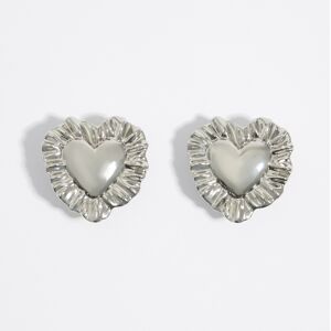 BIMBA Y LOLA Silver cushions heart earrings PLATA ANTIGUO UN adult