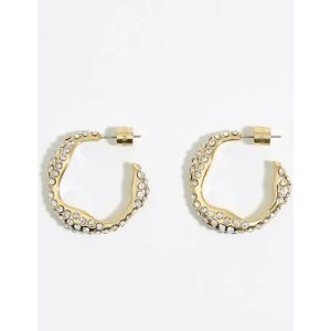 BIMBA Y LOLA Gold and crystals hoop earrings GOLD UN adult