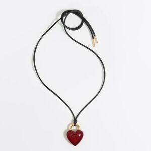 BIMBA Y LOLA Red glitter heart leather cord necklace RED UN adult
