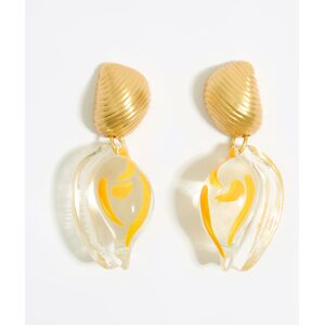 BIMBA Y LOLA Resin and matte gold metal conch shell earrings OFF WHITE UN adult