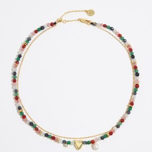 BIMBA Y LOLA Multicolor stones and heart necklace GREEN UN adult