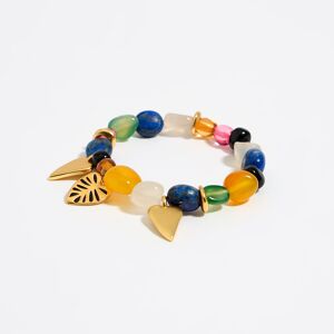 BIMBA Y LOLA Elasticated bracelet with stones and golden leaves BLUE UN adult