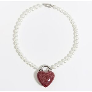 BIMBA Y LOLA Pearl necklace with pink glitter heart DARK PINK UN adult