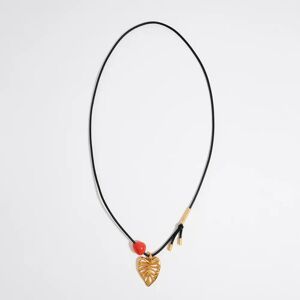 BIMBA Y LOLA Large matte gold leaf necklace BLACK UN adult