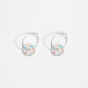 BIMBA Y LOLA Multicolor crystals logo hoop earrings SILVER UN adult