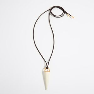 BIMBA Y LOLA Ceramic spike and leather cord necklace IVORY UN adult