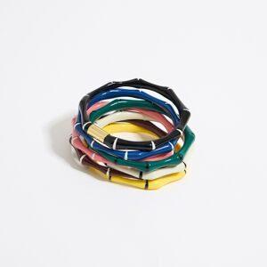 BIMBA Y LOLA Set of seven multicolor resin bamboo bracelets GOLD UN adult