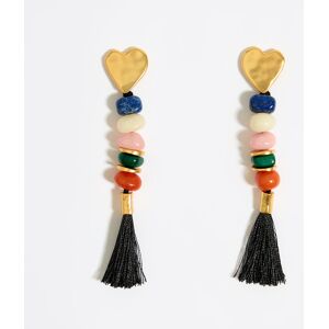 BIMBA Y LOLA Golden stones and hearts earrings BLUE UN adult