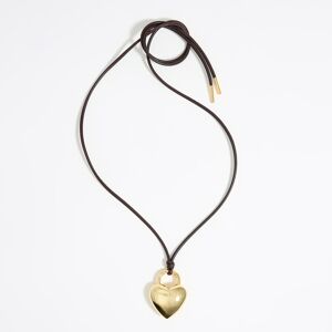 BIMBA Y LOLA Gold heart leather cord necklace GOLD UN adult