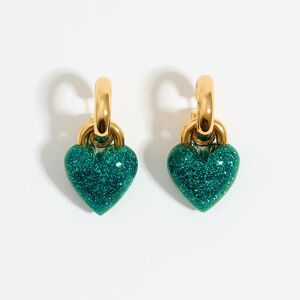 BIMBA Y LOLA Turquoise glitter heart hoop earrings TURQUOISE UN adult