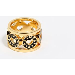 BIMBA Y LOLA Gold-tone metal ring with black heart logo BLACK 16 adult BIMBA Y LOLA Gold-tone metal ring with black heart logo BLACK 16 adult