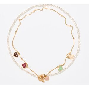 BIMBA Y LOLA Gold-tone chain and pearl heart logo double-layer necklace GOLD UN adult BIMBA Y LOLA Gold-tone chain and pearl heart logo double-layer necklace GOLD UN adult