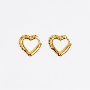 BIMBA Y LOLA Gold-tone heart hoop multicolor crystals earrings GOLD UN adult BIMBA Y LOLA Gold-tone heart hoop multicolor crystals earrings GOLD UN adult