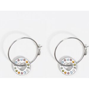 BIMBA Y LOLA Silver crystal logo hoop earrings DARK SILVER UN adult BIMBA Y LOLA Silver crystal logo hoop earrings DARK SILVER UN adult