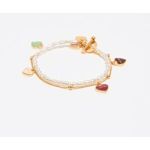BIMBA Y LOLA Gold-tone chain and pearl heart logo double-layer bracelet GOLD UN adult BIMBA Y LOLA Gold-tone chain and pearl heart logo double-layer bracelet GOLD UN adult