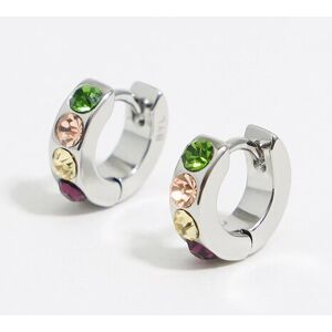 BIMBA Y LOLA Golden mini hoop crystals earrings DARK SILVER UN adult BIMBA Y LOLA Golden mini hoop crystals earrings DARK SILVER UN adult