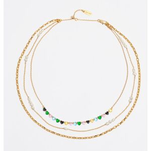 BIMBA Y LOLA Gold-tone triple-layer chain heart crystals necklace GOLD UN adult BIMBA Y LOLA Gold-tone triple-layer chain heart crystals necklace GOLD UN adult