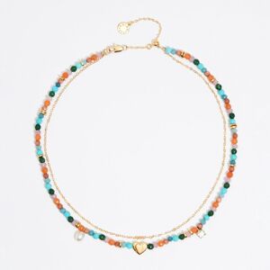 BIMBA Y LOLA Multicolor stones and gold heart necklace TURQUOISE UN adult BIMBA Y LOLA Multicolor stones and gold heart necklace TURQUOISE UN adult