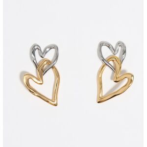 BIMBA Y LOLA Two-tone textured double heart earrings SILVER UN adult BIMBA Y LOLA Two-tone textured double heart earrings SILVER UN adult