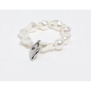 BIMBA Y LOLA Silver padlock heart pearl bracelet DARK SILVER UN adult BIMBA Y LOLA Silver padlock heart pearl bracelet DARK SILVER UN adult