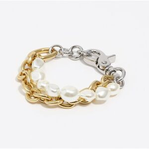 BIMBA Y LOLA Two-tone pearl and double-layer chain bracelet MULTIGOLD UN adult BIMBA Y LOLA Two-tone pearl and double-layer chain bracelet MULTIGOLD UN adult