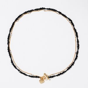 BIMBA Y LOLA Gold-tone double-layer heart logo chain and crystals necklace BLACK UN adult BIMBA Y LOLA Gold-tone double-layer heart logo chain and crystals necklace BLACK UN adult