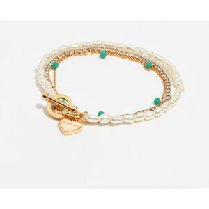 BIMBA Y LOLA Gold-tone chain and pearl heart logo double-layer bracelet PEARL UN adult BIMBA Y LOLA Gold-tone chain and pearl heart logo double-layer bracelet PEARL UN adult