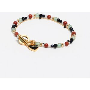 BIMBA Y LOLA Gold-tone double-layer heart logo chain and stones bracelet BLACK UN adult BIMBA Y LOLA Gold-tone double-layer heart logo chain and stones bracelet BLACK UN adult