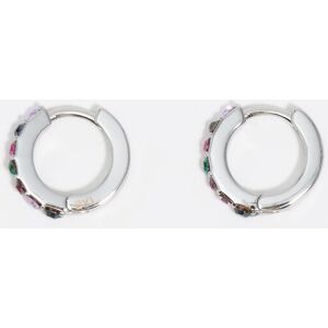 BIMBA Y LOLA Silver-tone mini hoop earrings with crystals SILVER UN adult BIMBA Y LOLA Silver-tone mini hoop earrings with crystals SILVER UN adult