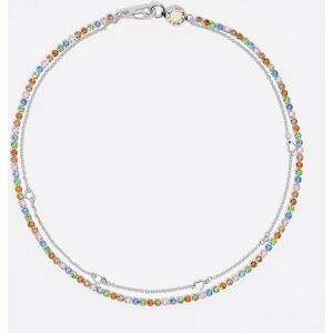 BIMBA Y LOLA Silver double-layer crystals and logo chain necklace IVORY UN adult BIMBA Y LOLA Silver double-layer crystals and logo chain necklace IVORY UN adult