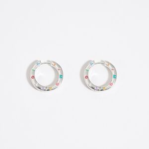 BIMBA Y LOLA Multi-pastel logo silver hoop earrings SILVER UN adult BIMBA Y LOLA Multi-pastel logo silver hoop earrings SILVER UN adult