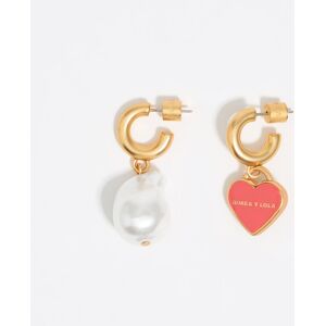 BIMBA Y LOLA Gold pearl heart hoop earrings GOLD UN adult BIMBA Y LOLA Gold pearl heart hoop earrings GOLD UN adult