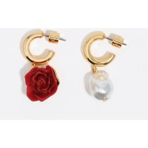 BIMBA Y LOLA Red rose and pearl hoop earrings DARK RED UN adult BIMBA Y LOLA Red rose and pearl hoop earrings DARK RED UN adult