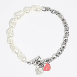 BIMBA Y LOLA silver-tone chain and pearl heart logo necklace SILVER UN adult BIMBA Y LOLA silver-tone chain and pearl heart logo necklace SILVER UN adult