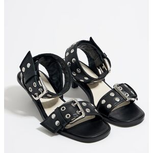 BIMBA Y LOLA Studded black leather heeled sandal BLACK 35 adult