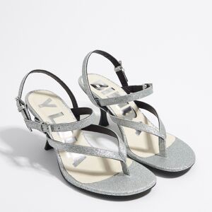 BIMBA Y LOLA Silver glitter straps heeled sandal SILVER 37 adult