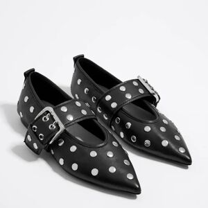 BIMBA Y LOLA Studded black leather ballerina BLACK 37 adult