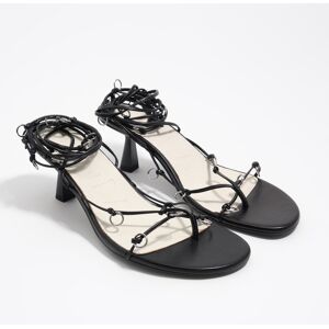 BIMBA Y LOLA Black leather heeled sandal with piercings BLACK 40 adult BIMBA Y LOLA Black leather heeled sandal with piercings BLACK 40 adult