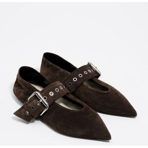 BIMBA Y LOLA Brown suede ballerina DARK BROWN BIMBA Y LOLA Brown suede ballerina DARK BROWN