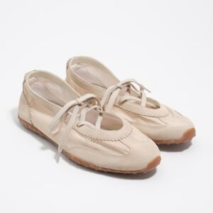 BIMBA Y LOLA Bone-colored suede and nylon 13 10 sporty ballerina IVORY 38 adult BIMBA Y LOLA Bone-colored suede and nylon 13 10 sporty ballerina IVORY 38 adult