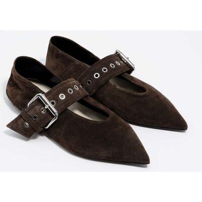 BIMBA Y LOLA Brown suede ballerina DARK BROWN 40 adult BIMBA Y LOLA Brown suede ballerina DARK BROWN 40 adult