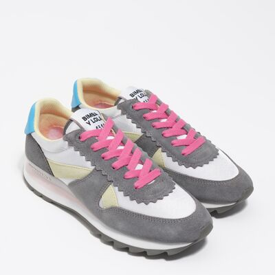 BIMBA Y LOLA Multicolor gray suede and nylon 13 19 technical sneaker SILVER 35 adult BIMBA Y LOLA Multicolor gray suede and nylon 13 19 technical sneaker SILVER 35 adult