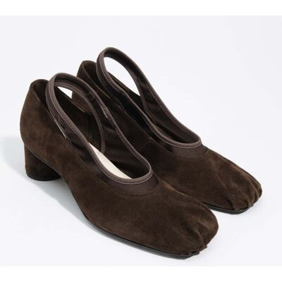 BIMBA Y LOLA Brown suede and tricot court shoe DARK BROWN 35 adult BIMBA Y LOLA Brown suede and tricot court shoe DARK BROWN 35 adult