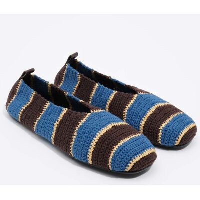 BIMBA Y LOLA Blue and brown crochet and raffia ballerina BLUE 40 adult BIMBA Y LOLA Blue and brown crochet and raffia ballerina BLUE 40 adult